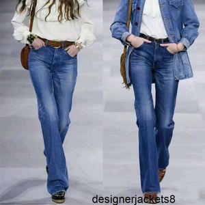 Designer AutomneWinter Nouveaux Jeans Taille haute pour femmes Slim Fit Polyvalent Slim Minceur Micro Flare Pantalon avec Gland Bord Ragged Vadrouilles REC0