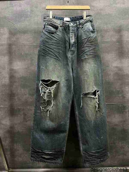 Designer B Family Correct Version 23SS Haut de gamme Nouveau jean peint, endommagé et sale, High Street Casual, même style pour hommes et femmes 6MEU