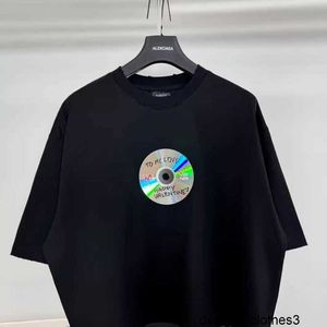Ontwerper B Family High Edition Parijs nieuwe CD Record Valentijnsdag beperkte losse OS-versie dezelfde mannelijke en vrouwelijke T-shirt met korte mouwen 95A7