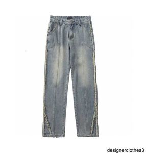 Designer B-familie herfst- en winter unisex koppelstijl modieuze en casual versleten jeans met bontrand 83N3