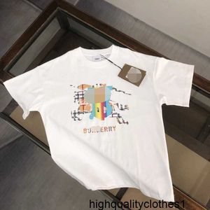 Diseñador B Familia Camiseta de manga corta Algodón puro para hombre Marca de moda americana Top Fino Seda de hielo Media manga Camiseta 0RXY