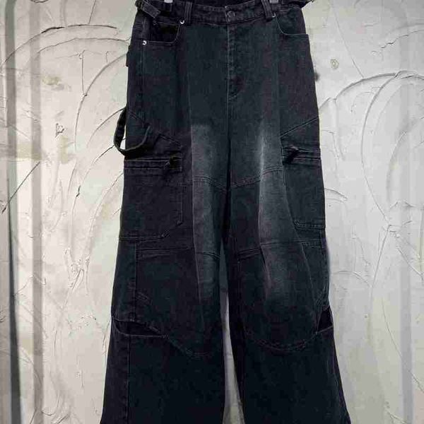 Designer B Home Paris Correct High Edition 24 Jeans Woodcut Pantalon Lavé Noir Gris Baril Droit Cargo Cloué Matériel Couple Style KLT9