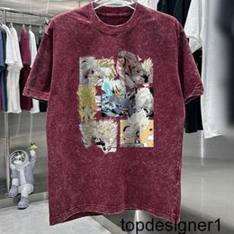 Designer B Home Paris Correct Hoge kwaliteit 24SS Zomer Sneeuwvlok Acid Wash Versleten Gepersonaliseerde Cartoon Print T-shirts voor heren en dames met korte mouwen DEAZ