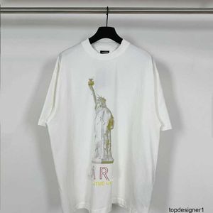 Designer B Home Paris Correct Haute Qualité 24SS Summer Show Goddess Statue Encre Blanche Imprimé T-shirt à manches courtes pour hommes et femmes IU72