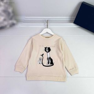 Ontwerper Babykleding Kinderen Hoodies Zwart en Wit Kat Print Boys Sweater Maat 100-160 cm Hoge kwaliteit Kinderen Sweatshirts Aug10