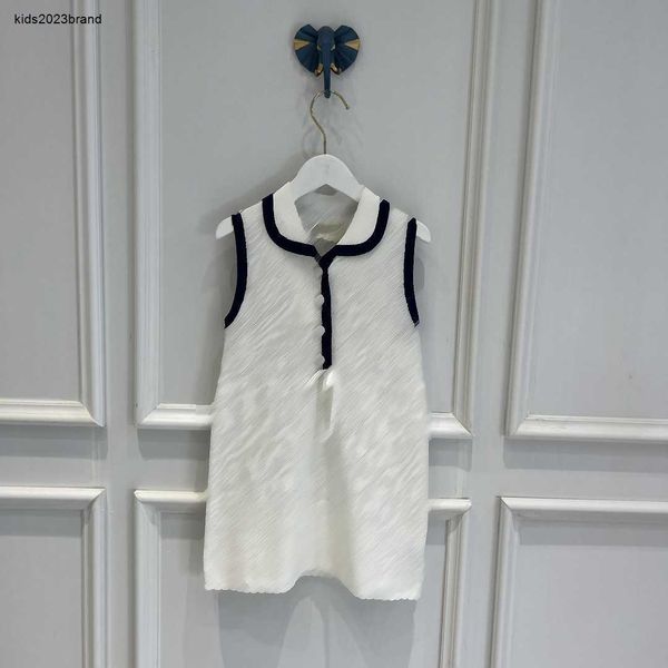 Designer Baby Clothes sans manches Design Girls Robe Taille 90-160 cm de haute qualité Robe revers à glace creuse Tissu de soie