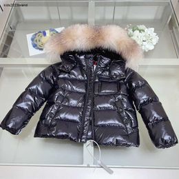 Designer baby Donsjacks kind Winter Warme kleding Maat 100-150 CM Zilveren Vos Bontkraag capuchon voor jongens meisje Oct05