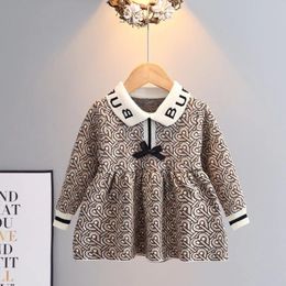 Designer Baby Meisjes Gebreide Geruite Truien Jurken Lente Herfst Meisje Lange Mouw Prinses Jurk Kinderen College Stijl Gebreide Jurk 2-7 Jaar Grote Kwaliteit A04