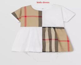 Designer Baby Meisjes Geruite Jurk Europese en Amerikaanse Stijlen Nieuwe Kinderen Meisje Schattige Pop Kraag Korte Mouw Jurken Mode Oneck a7202978