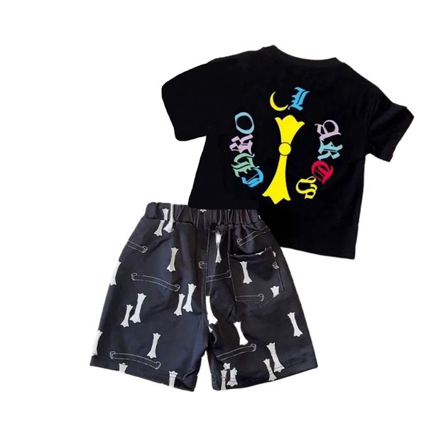 Diseñador bebé niños camisetas pantalones cortos conjuntos niño niños niñas ropa conjunto ropa verano blanco negro lujo chándal juvenil Sportsuit B02