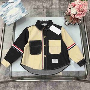 Designer Baby revers Shirt Kids Drie kleuren streep stiksels ontwerp top MAAT 100-150 CM mode Herfst kleding Kind Blouses Aug24