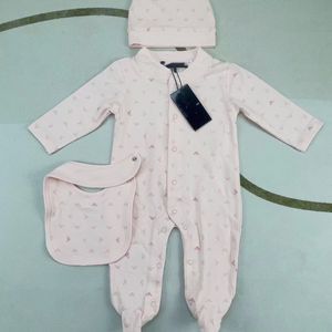 Designer Baby Onesie, Bib Burp Vêtements Ensemble Bébé Collants Luxe Combinaison Coton Combinaison Garçons et Filles Combinaison Bébé Quilt 5PCS O15