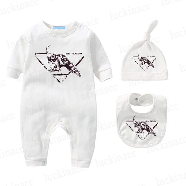 Diseñador Baby Onesies Bebés pequeños Mameluco de algodón Baberos Sombreros Conjuntos Marca de lujo Ropa para recién nacidos Niñas Niños Mono Mono SDLX