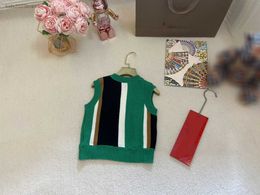 Ontwerper Baby Sweater Fashion Contrast Kleurontwerp Gebreide vestmaat 100-160 cm Mouwloze ronde nek Knitwear juli18