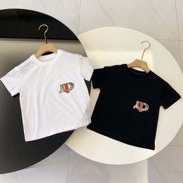 Diseñador de camisetas para bebés, camiseta de algodón para niños, ropa lateral para jóvenes, camisetas, camiseta estampada para niños jóvenes en blanco y negro