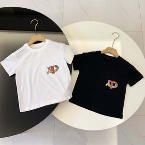 Designer bébé t-shirts enfants coton t-shirt jeunesse côté vêtements t-shirts noir blanc jeunes enfants imprimer t-shirt