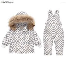 Diseñador bebé invierno abajo abrigo niño niña pato chaqueta niño monos niños mono conjunto de ropa para niños