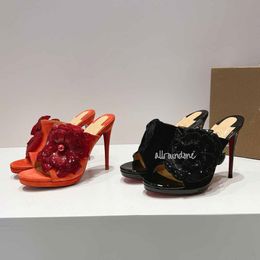 Diseñador Tacones altos sin espalda para mujeres Redbottoms zapatos de vestimenta de lujo Bottals rojos Tacones de plataforma Sandalias de moda zapatillas de moda Slingback redonde