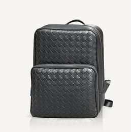 Designer Backpack High-End Luxury Brand Fashion Travel Bag Minimalistische zakelijke computerzak A4 Bestand Echt lederen handgeweven tas 2023 NIEUW