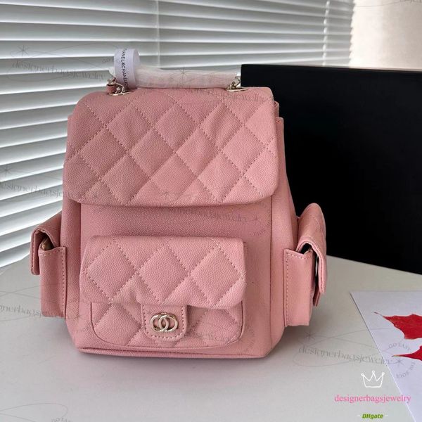 Mochilas de diseño informal Mochila de caviar Duma para mujer Bolso de hombro sólido diario Viaje para niñas Bolso pequeño de lujo Bolsos de cubo de cuero de lujo de verano Bolso pequeño para libros de 23 k