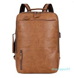 Designer-Backpack Men Style Custom Waterproof Unisex Rucksack 15.6 Inch Laptop Vintage Leather Canvas