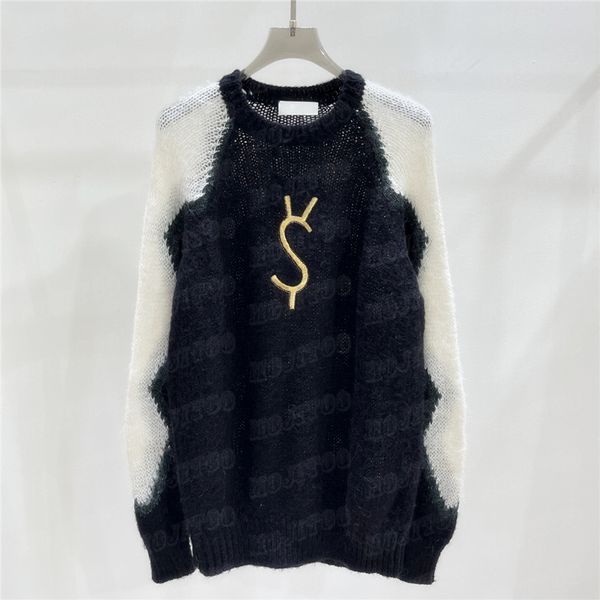 Pull tricoté avec lettres brodées, haut ajouré, sweat à capuche pour femmes, pull Long en tricot, vêtements à la mode