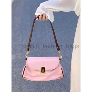 Designer Bag 2023 High Beauty Rose Pink Gentle onderarm voor vrouwelijk minderheidsontwerp zacht leer contrast geplooide single crossbody designer tas caitlin_fashion_bags