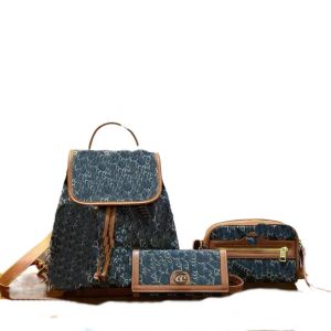 Designer tas 2023 nieuwe topkwaliteit combinatie schoudertas rugzak messenger tote clutch 3 stks/set denim klassiek temperament dame groot