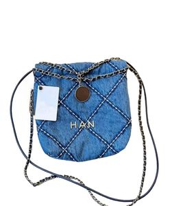 Designer tas 22 Mini handtas gestikt denim zilveren metalen tas blauw boodschappentas mode vuilniszak voor crossbody tas dames portemonnee emmertas
