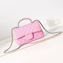 Diseñador Mini bolso con solapa Bolso bandolera de piel de cordero 10A Bolso de hombro de calidad con espejo con caja C033