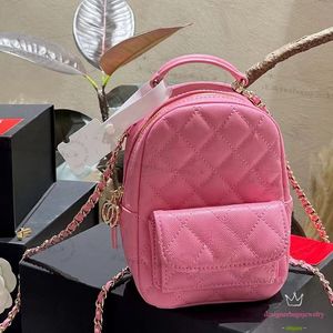 Bolsa de diseñador 24c Caviar Cow Wide Mini Mochila Retro Diamond Cadena Mano Crossbody Bag Mini Bolsa Escolar Patrón Mini Bolsos para mujeres 18 cm