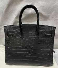 Bolsa de diseñador 35cm Cocodile de cocodrilo Totas de piel de lujo Cola de color negro de color negro de color gris negro