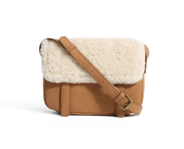 Sac de créateur automne et hiver en poils d'agneau pour femme, sac à bandoulière décontracté, petit sac carré en cuir peluche, sacoche