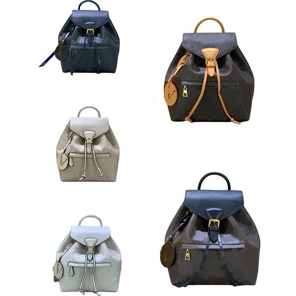 Bolso de diseñador Mochila Montsouris louis vuitton de lujo Cuero genuino Flores en relieve Lienzo Hebilla Mochilas Satchel Monedero Bolso de hombro Estudiante Bolsas