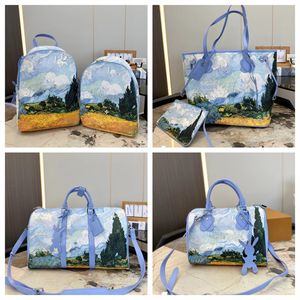 designer tas Rugzak draagtas plunjezakken Unisex hangbag Gogh Olieverfschilderij Koppels Bakken Unisex Buitenste Luxe Schoudertassen Dames Heren Rugzak