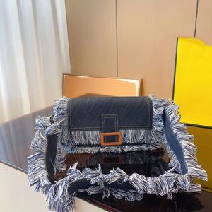 Designer Bag Baguette Blue denim bag with franges Women Crossbody Bag Tote Luxurys Bag Sac à main Camera Bag NO18