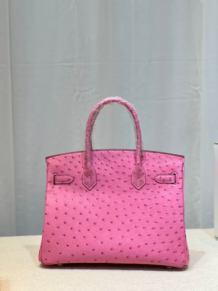 Bolso de diseñador Bolso de marca de marca de 25 m Purso de avestruz real Purso completamente de calidad marrón hecha a mano MUCHAS COLORES Precio al por mayor Entrega rápida