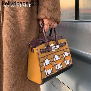 Designer tas Cargos echt leer 7A klein huis krokodillenleer Frans handgemaakt handgemaakt patroonW5XU