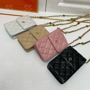 Bolso de diseñador CC Bolso de hombro Bolso para teléfono Monedero plegable para teléfono Piel de cordero Moda para mujer Correa dorada Chian Bolso cruzado Estuche para teléfono plegable Fencefind