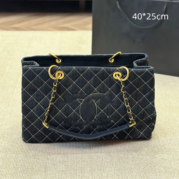 Bolso de diseñador CC bolso de mano bolso retro de mezclilla bolso de compras carro costura cuero con cadena de metal correa para el hombro Bolso de hombro vintage de gran capacidad para mujer