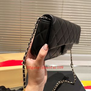 Designer Bag Channel Chain Bag Plaid Flap 5A Sac à main à bandoulière Silver Chain Leather Double Letter Solid Color Buckle Square Stripe Lady Messenger 10in