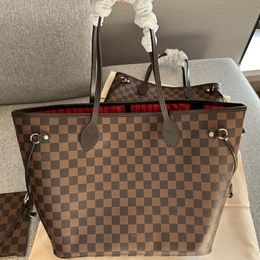 Designer tas klassieke draagtas schaakbord boodschappentas, vintage veelzijdige lederen luxe tas met één schouder en grote capaciteit