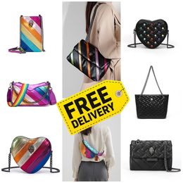 Gratis verzending designer tas kruis lichaam kurt geiger hartzakken luxe handtas winkelen regenboog lederen vrouw schouderband bumbag reisketen draagtas pink roze