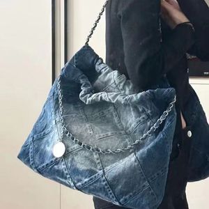 Bolso de diseñador Denim Blue CC Flap, bolso para mujer, bolso cruzado, bolso bandolera para compras, bolsos de hilo con estampado bordado Vintage, 3 tamaños