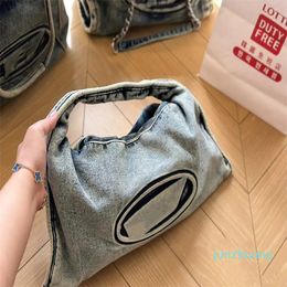 Sac de créateur en denim pour femmes, sacs à bandoulière, sac à main hobo, grande capacité, bourse de shopping, fourre-tout décontracté