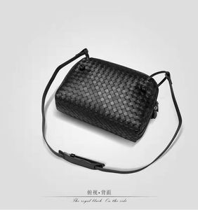 Sac de créateur Double Zipper Crossbody Sac, Sac à bandoulière tissé en cuir authentique, sac à double coquille, petit sac à bandoulière à la mode et polyvalent