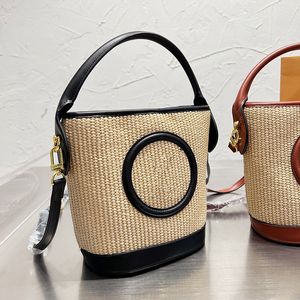 Designer tas Mode Gehaakt stro Strandemmer Luxe reishandtas Strozakken Echt leer Winkeltas Portemonnee Totes Schouderhandtassen Designtassen van topkwaliteit