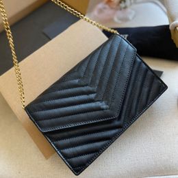 designer tas Modeontwerper Damestas Schoudertas Handtas Portemonnee Luxe metalen ketting goud zilver dames Echt lederen tas Flip cover diagonale enveloptas