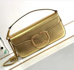 Bolso de diseñador Bolso bandolera con cadena desmontable de lujo a la moda Bolso pequeño de cuero con solapa para mujer Bolso con clip decorado con cristales para mujer Bolso de cuero de alta calidad