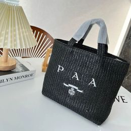 Bolso de diseño de paja a la moda, bolso de playa, bolsos de mano para mujer, bolsos de compras con letras tejidas, bolso de lona, bolsos de hombro de verano